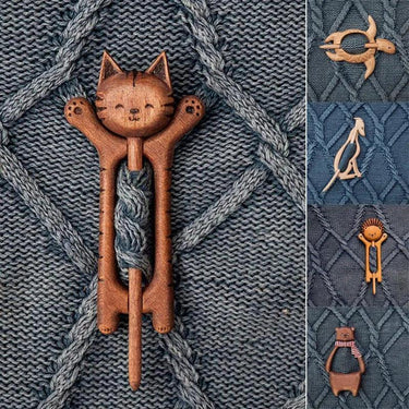 Critter Friends Wooden Brooch Brooches & Lapel Pins KittyNook Cat Company